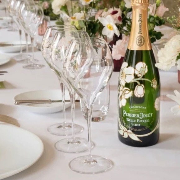 Perrier Jouet Verre Belle Epoque Hand PaintedAnimone Grand Champagne 6pc Set - Picture 2 of 15